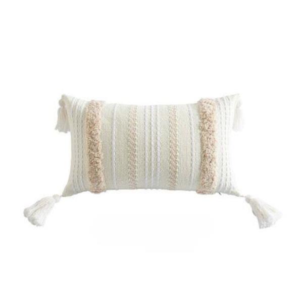 Bohemian White Tassel Sofa Cushion Pillow Cover