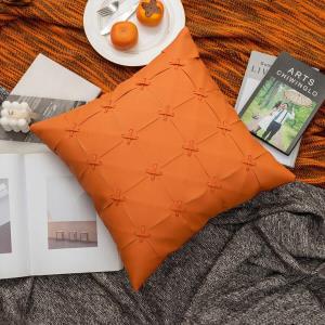 Woven Faux Leather Sofa Square Cushion Pillow Cover