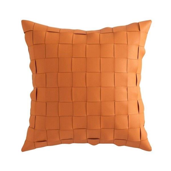 Woven Faux Leather Sofa Square Cushion Pillow Cover