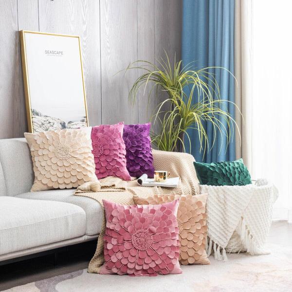 Modern 3D Flower Sofa Cushion Pillow Cover