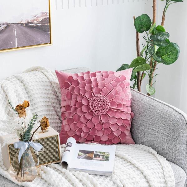 Modern 3D Flower Sofa Cushion Pillow Cover