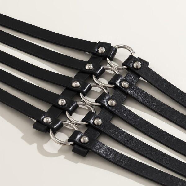 Gothic Wide Black Faux Leather Belt