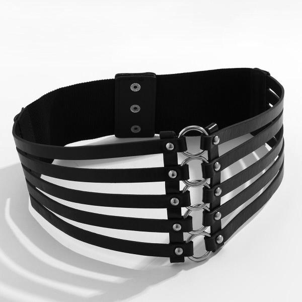 Gothic Wide Black Faux Leather Belt