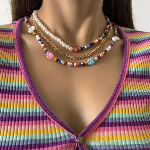 Summer Beach Multicolour Beads Pearl Necklace