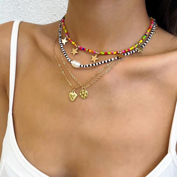 Summer Beach Multicolour Beads Pearl Necklace