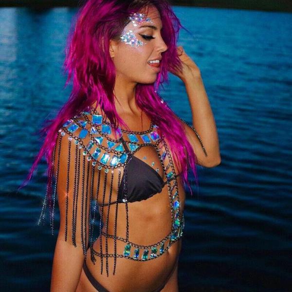 Bohemian Acrylic Bikini Bra Chest Body Chain