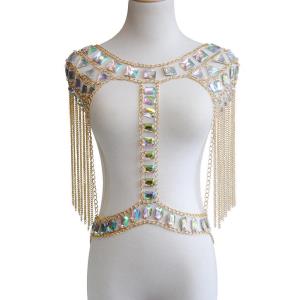 White Pearl Tassel Chest Body Chain