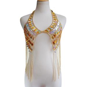 Bohemian Pearl Gold Necklace Chest Chain