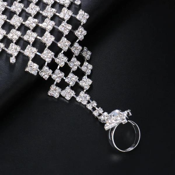 Glitter Rhinestone Ring Net Bracelet 