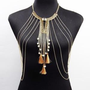 Gold Tassel Necklace Chest Bra Body Chain