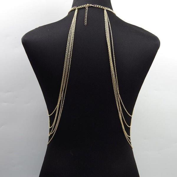 Gold Tassel Necklace Chest Bra Body Chain