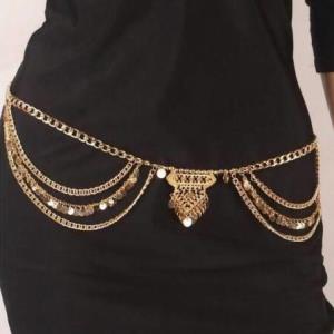 Gold Gypsy Circle Tassel Waist Belly Chain