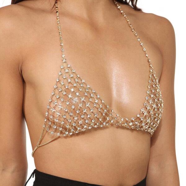 Crystal Net Bikini Bra Chest Body Chain