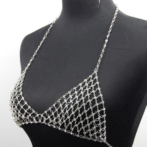 Crystal Net Bikini Bra Chest Body Chain