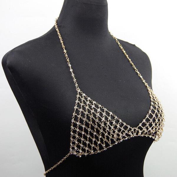 Crystal Net Bikini Bra Chest Body Chain