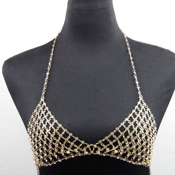 Crystal Net Bikini Bra Chest Body Chain