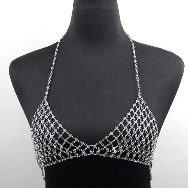 Crystal Net Bikini Bra Chest Body Chain