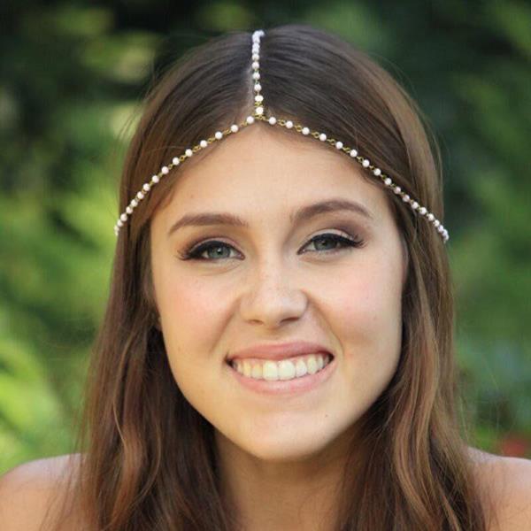 Gypsy Imitation Pearl Forehead Head Chain