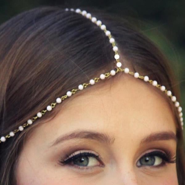 Gypsy Imitation Pearl Forehead Head Chain