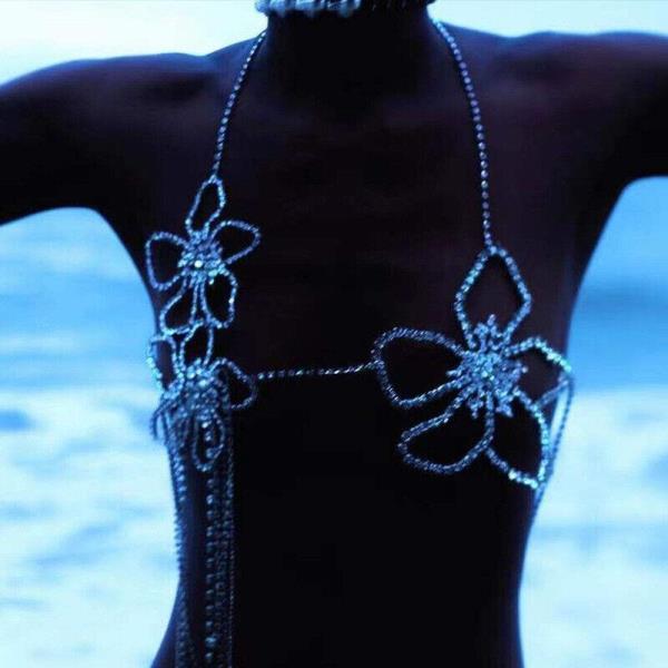 Hollow Flower Chest Bikini Body Chain