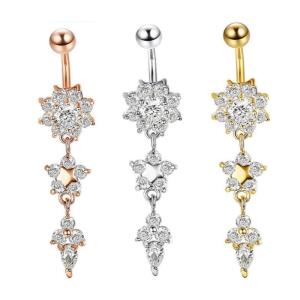 5 Pcs Frosted Stainless Steel Piercing Belly Rings 