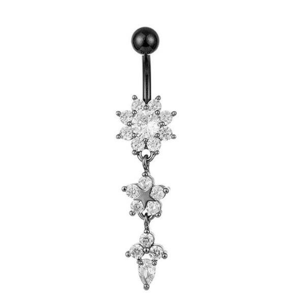 Flower Glitter Dangle Piercing Belly Button