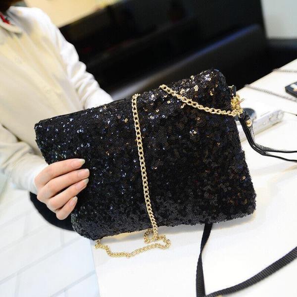 Sequin Handbag Glitter Multiuse Wrist Clutch Evening Bag