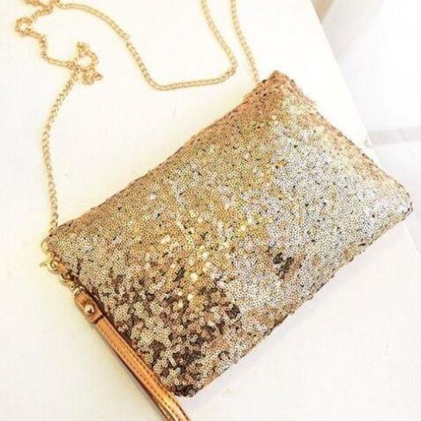 Sequin Handbag Glitter Multiuse Wrist Clutch Evening Bag