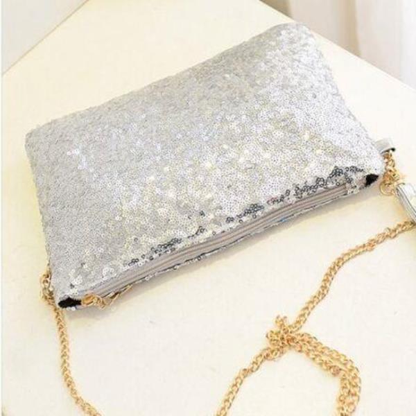 Sequin Handbag Glitter Multiuse Wrist Clutch Evening Bag