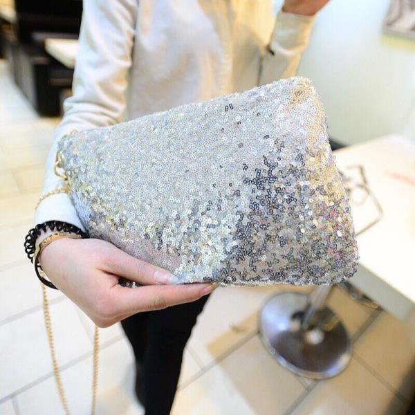 Sequin Handbag Glitter Multiuse Wrist Clutch Evening Bag