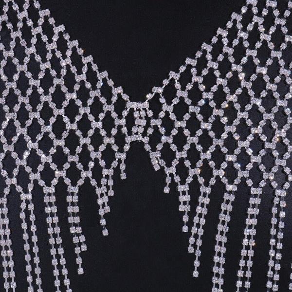 Rhinestone Tassel Chest Body Chain