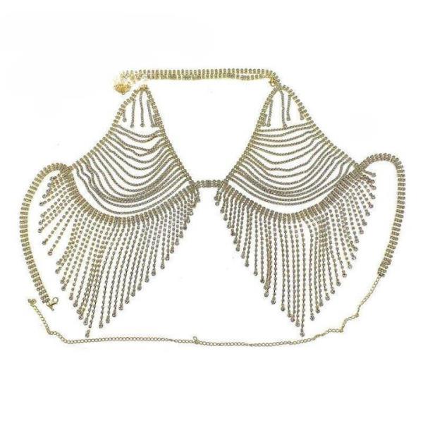 Rhinestone Tassel Bra Undie Body Chain Set