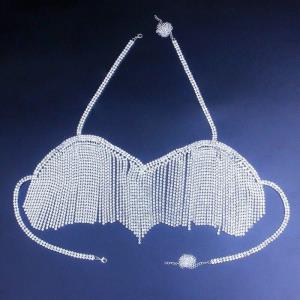 Rectangle Gem Tassel Bra Chest Body Chain 