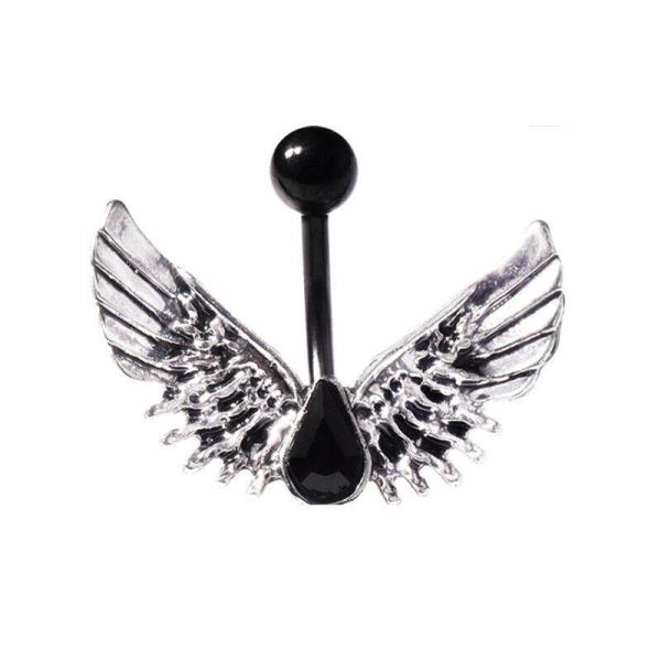 Punk Black Wing Rhinestone Piercing Belly Button