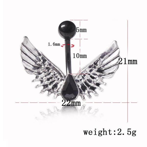 Punk Black Wing Rhinestone Piercing Belly Button