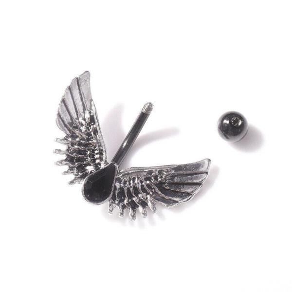 Punk Black Wing Rhinestone Piercing Belly Button