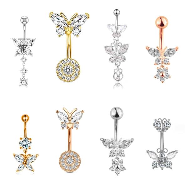 Crystal Butterfly Piercing Belly Button Body Jewellery