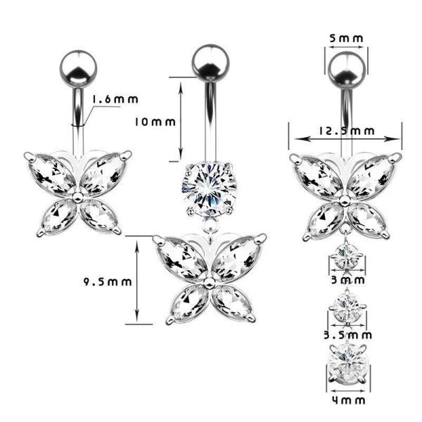 Crystal Butterfly Piercing Belly Button Body Jewellery