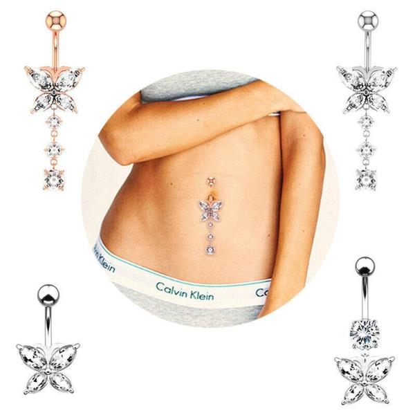 Crystal Butterfly Piercing Belly Button Body Jewellery