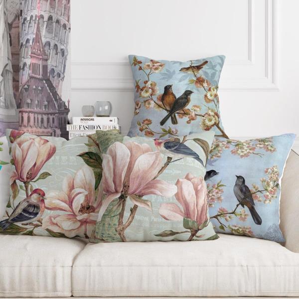 Retro Vintage European Bird Bohu Cushion Cover