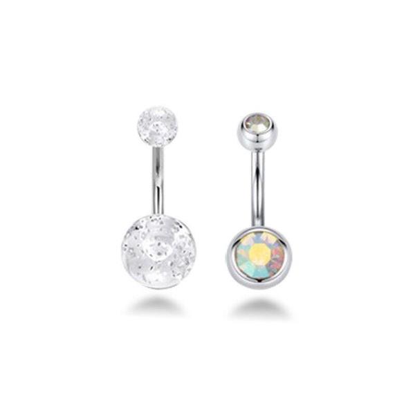 8 Glitter Crystal Stainless Steel Belly Buttons