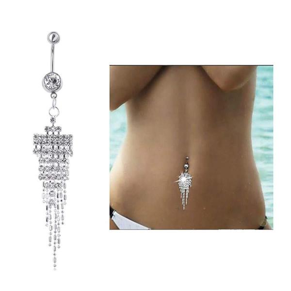 5 Flower Crystal Stainless Steel Belly Buttons