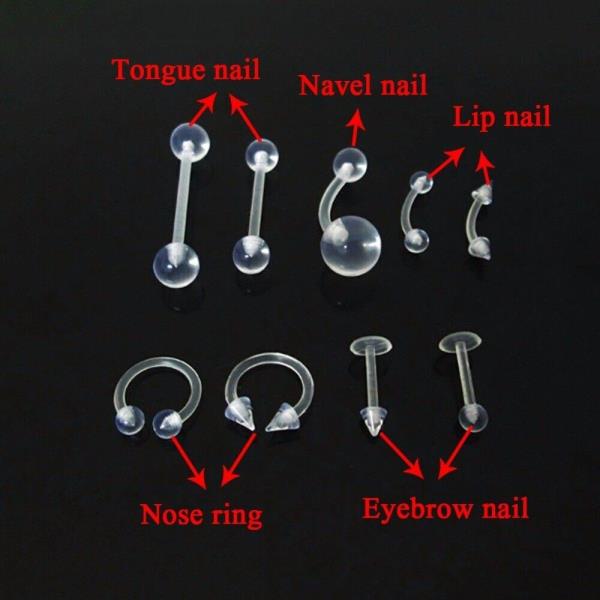 9 Flexible Acrylic Nose Ear Lip Piercing Retainers