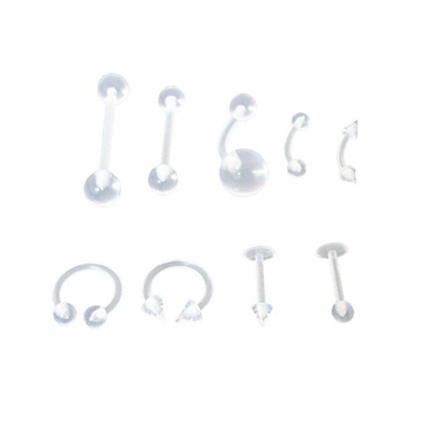 9 Flexible Acrylic Nose Ear Lip Piercing Retainers