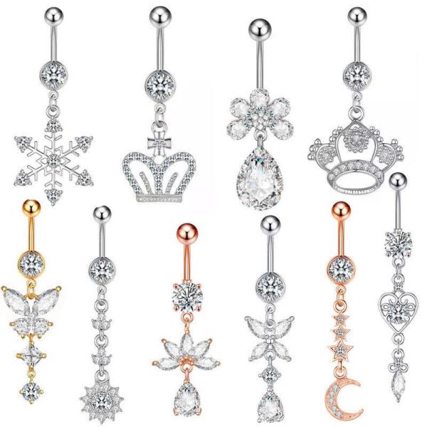 Stainless Steel Crystal Piercing Belly Button