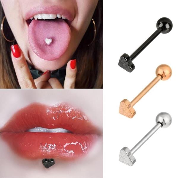 3 Pcs Heart Matte Lip Tongue Piercing Jewellery