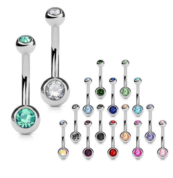 Stainless Steel Crystal Piercing Belly Button Ring