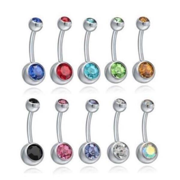 Stainless Steel Crystal Piercing Belly Button Ring