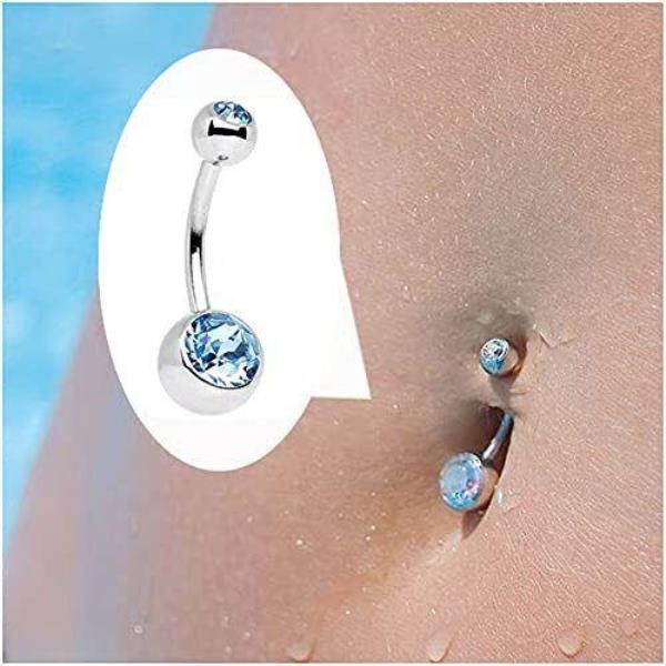 Stainless Steel Crystal Piercing Belly Button Ring