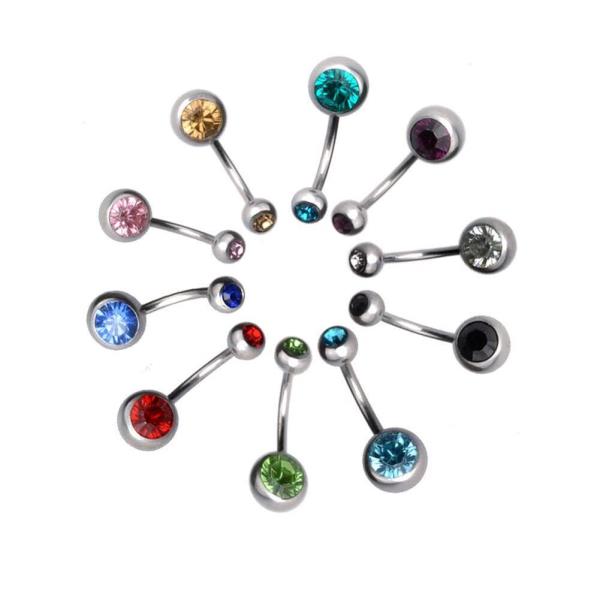 Stainless Steel Crystal Piercing Belly Button Ring